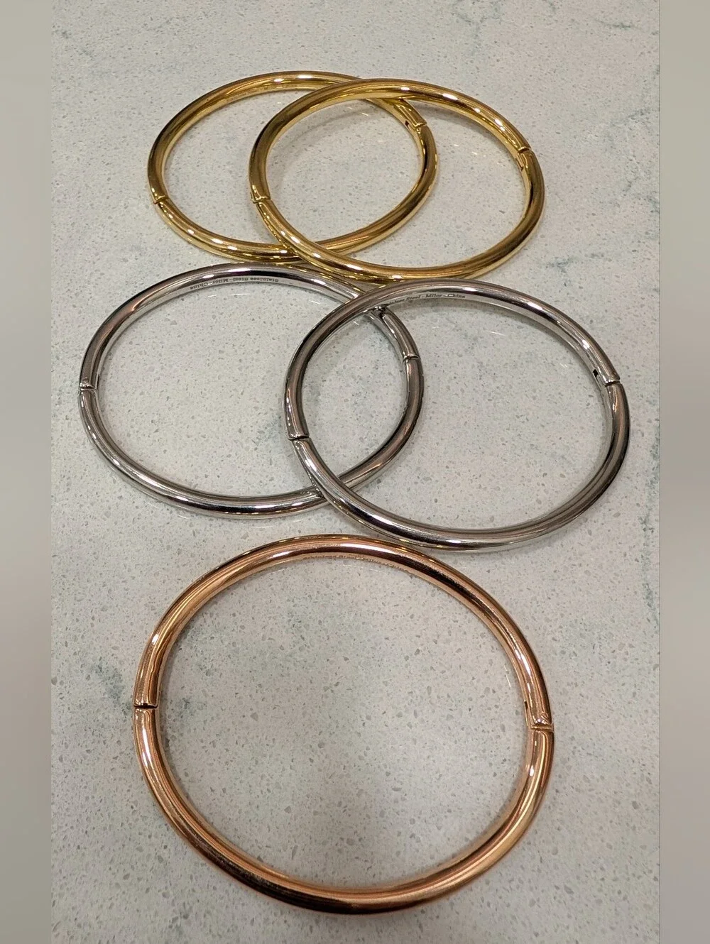 Milor Stainless Steel Tri-Tone Bangle Bracelet Set Of 5